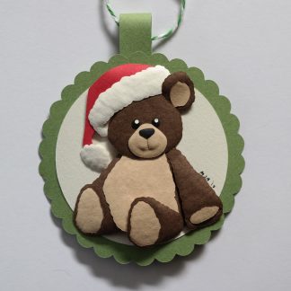 "Teddy Bear" Christmas Ornament (Dark Brown/Green) (2014)