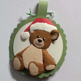 "Teddy Bear" Christmas Ornament (Light Brown/Green) (2014)